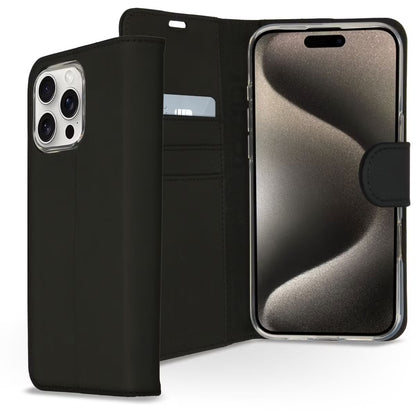 Accezz Wallet Softcase Bookcase voor de Apple iPhone 16 Pro - Zwart