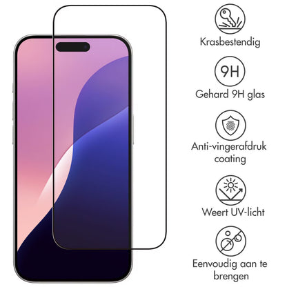 Accezz Gehard Glas Full Cover Screenprotector voor de Apple iPhone 16 Pro Max / 17 Pro Max