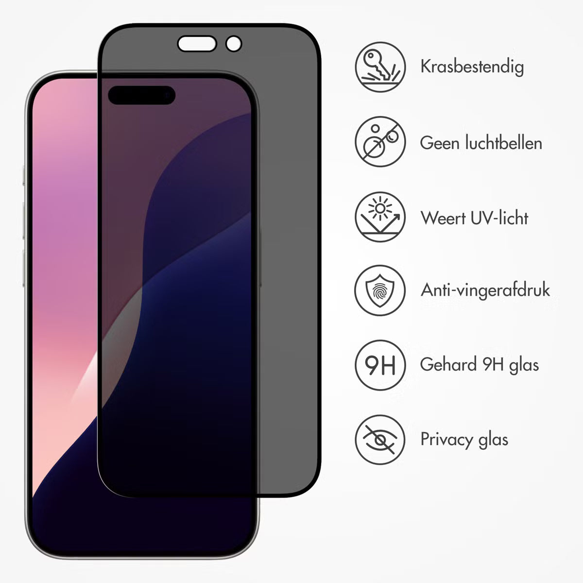 Accezz Gehard Glas Privacy Screenprotector voor de Apple iPhone 16 Pro Max / 17 Pro Max