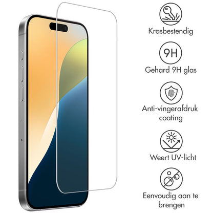 Accezz Gehard Glas Screenprotector 2-pack voor de Apple iPhone 16 / 16 Pro / 17 / 17 Pro