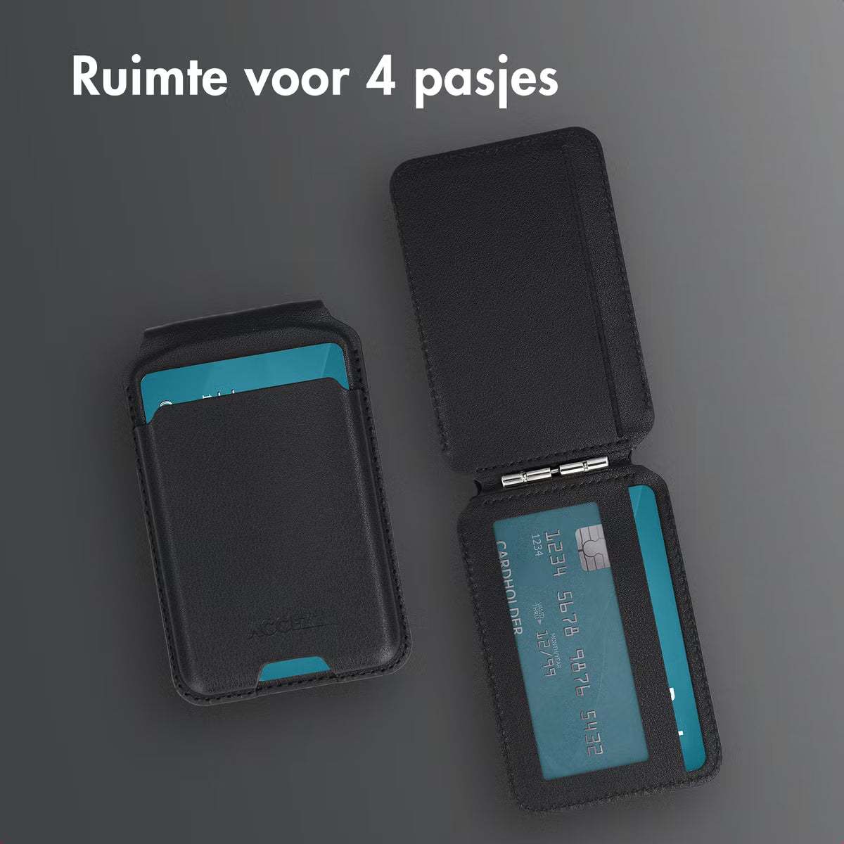 Accezz Magnetische Leren Wallet met standaard - Geschikt voor Apple Find My - Onyx Black