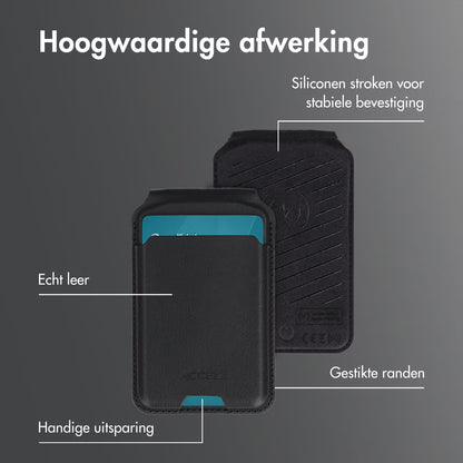 Accezz Magnetische Leren Wallet met standaard - Geschikt voor Apple Find My - Onyx Black