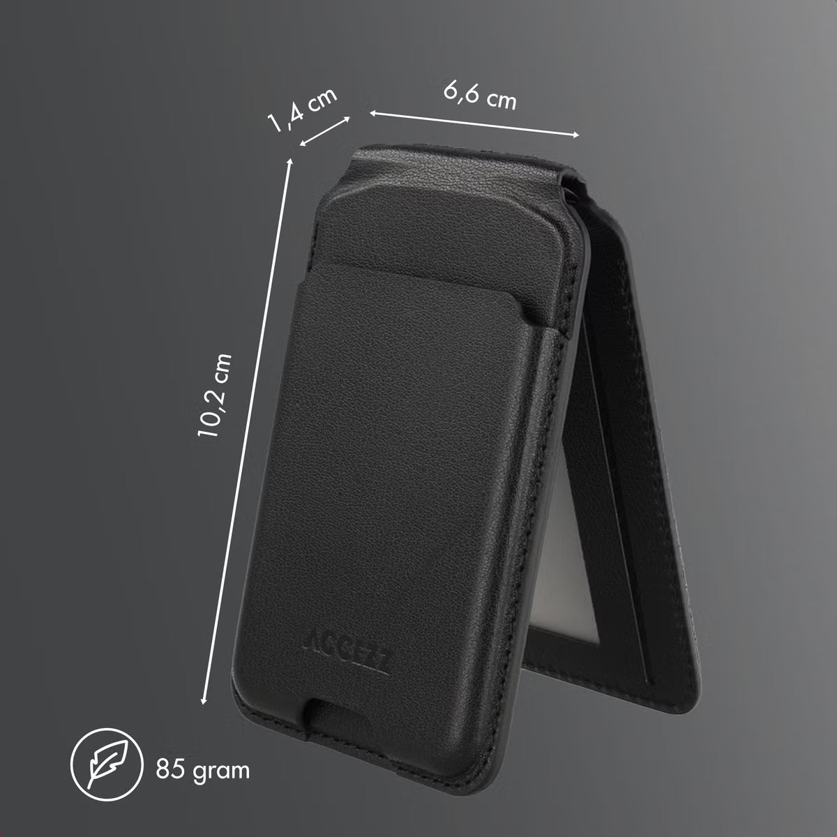 Accezz Magnetische Leren Wallet met standaard - Geschikt voor Apple Find My - Onyx Black
