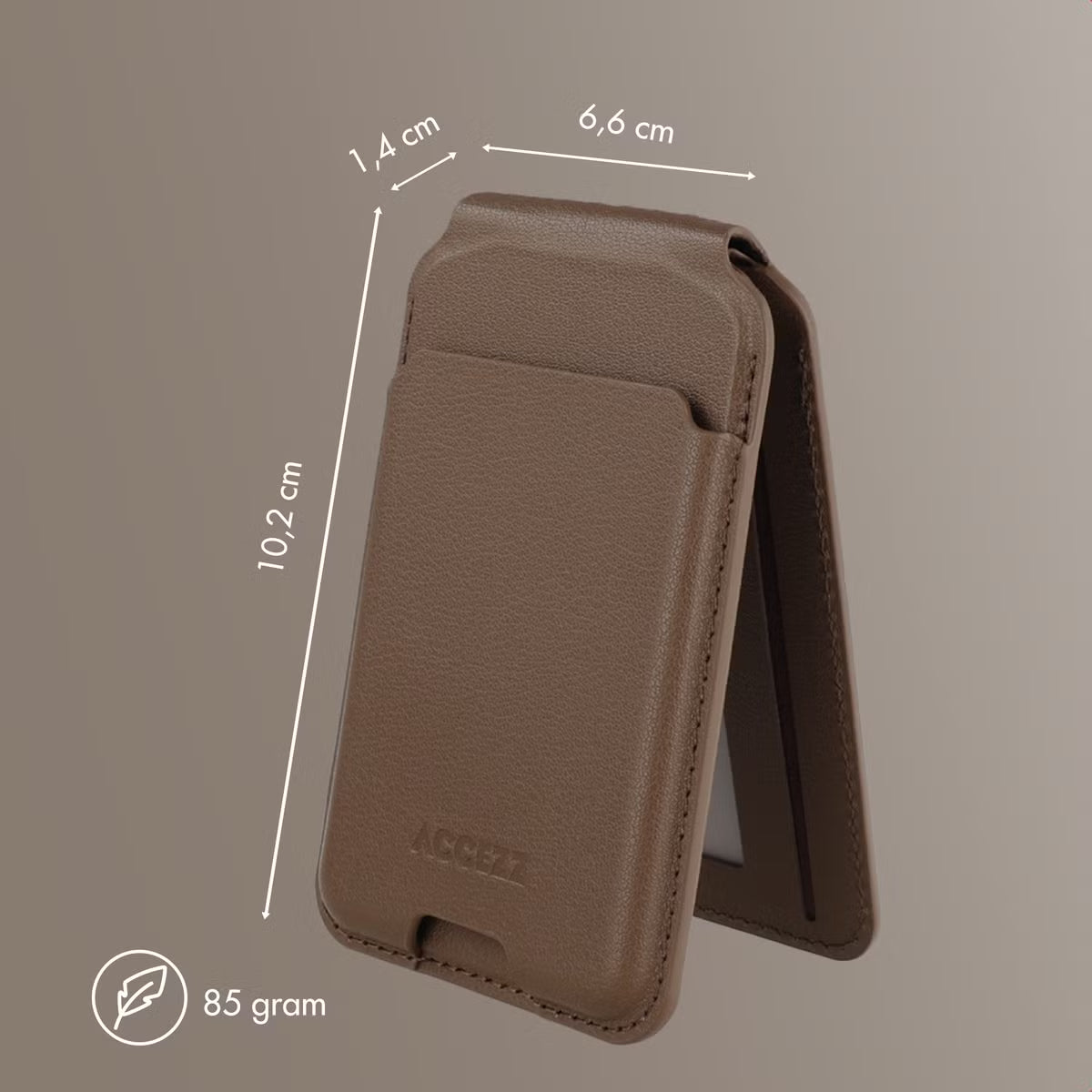Accezz Magnetische Leren Wallet met standaard - Geschikt voor Apple Find My - Coffee Brown