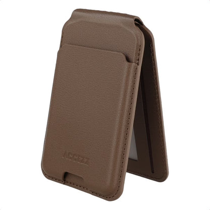 Accezz Magnetische Leren Wallet met standaard - Geschikt voor Apple Find My - Coffee Brown