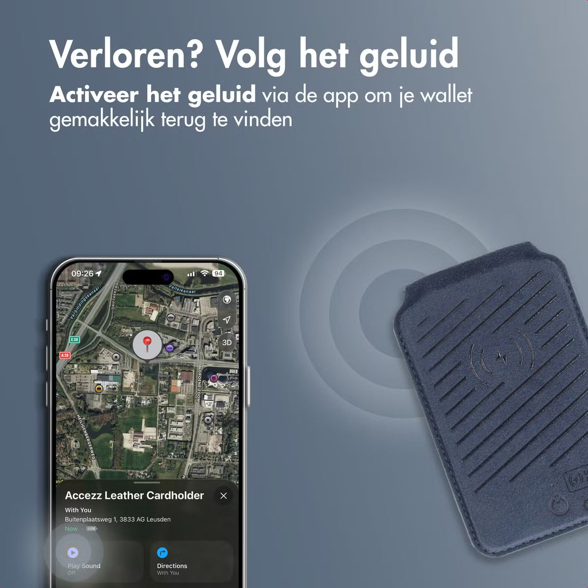 Accezz Magnetische Leren Wallet met standaard - Geschikt voor Apple Find My - Nightfall Blue