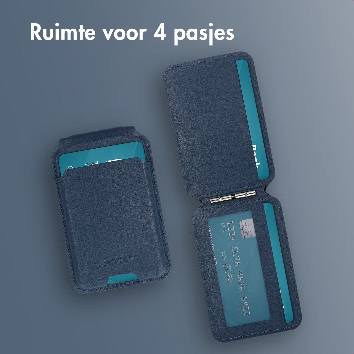 Accezz Magnetische Leren Wallet met standaard - Geschikt voor Apple Find My - Nightfall Blue