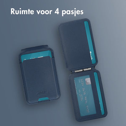 Accezz Magnetische Leren Wallet met standaard - Geschikt voor Apple Find My - Nightfall Blue