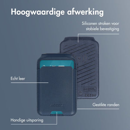Accezz Magnetische Leren Wallet met standaard - Geschikt voor Apple Find My - Nightfall Blue