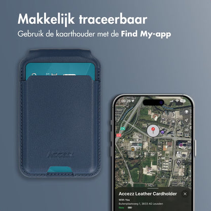 Accezz Magnetische Leren Wallet met standaard - Geschikt voor Apple Find My - Nightfall Blue