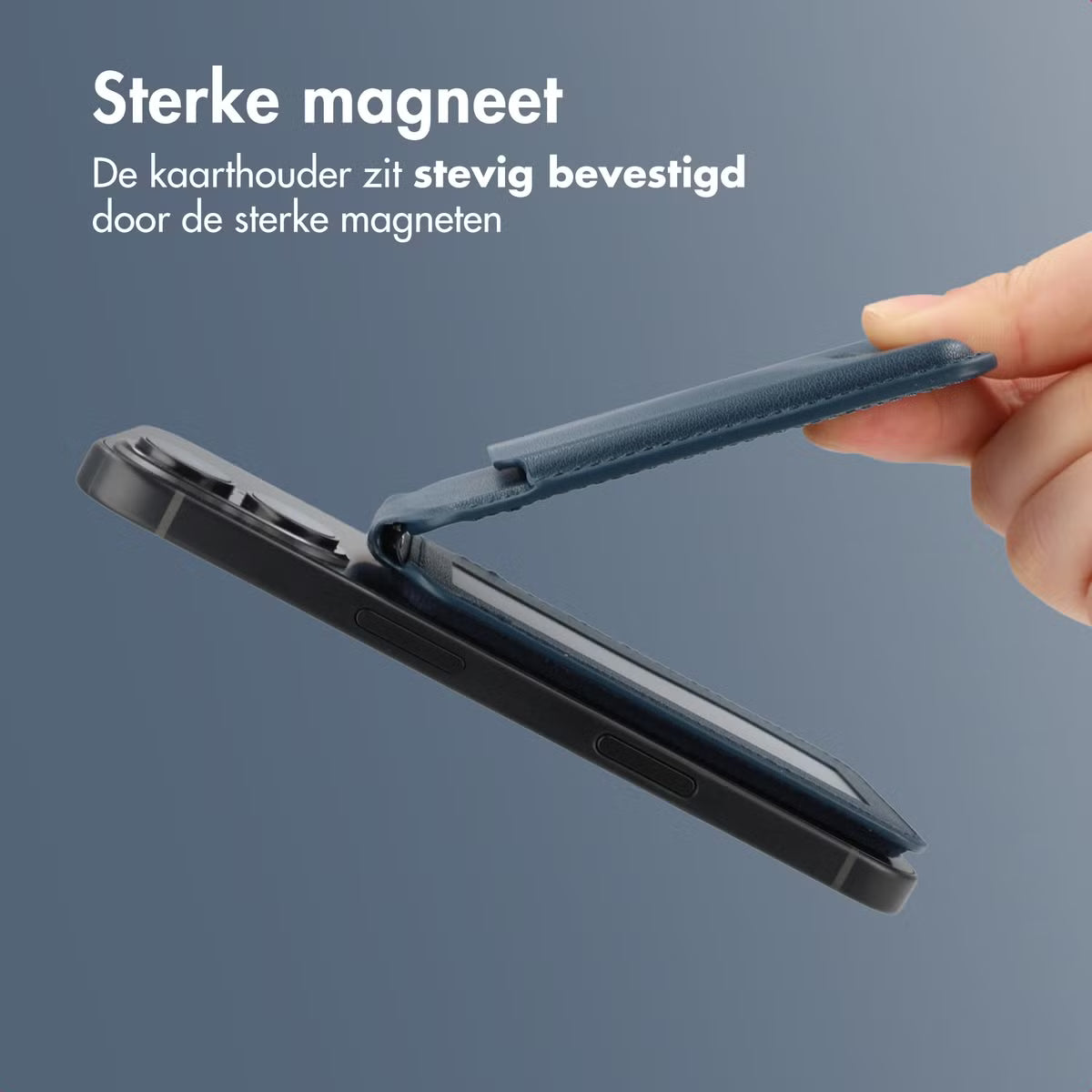 Accezz Magnetische Leren Wallet met standaard - Geschikt voor Apple Find My - Nightfall Blue