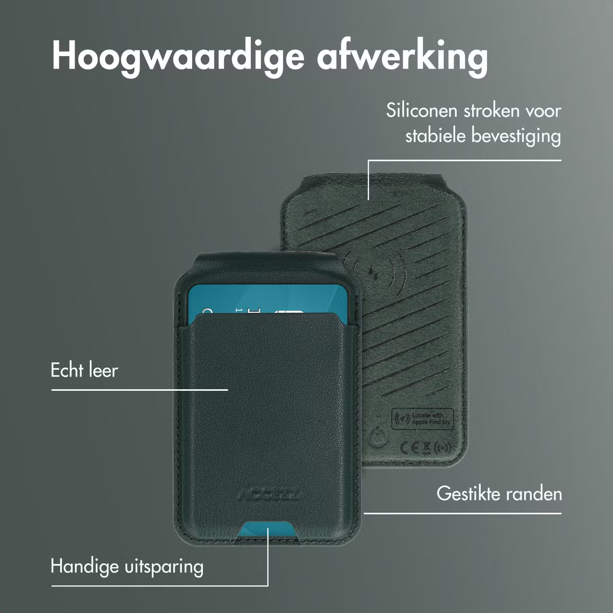 Accezz Magnetische Leren Wallet met standaard - Geschikt voor Apple Find My - Cedar Green