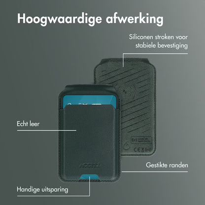 Accezz Magnetische Leren Wallet met standaard - Geschikt voor Apple Find My - Cedar Green