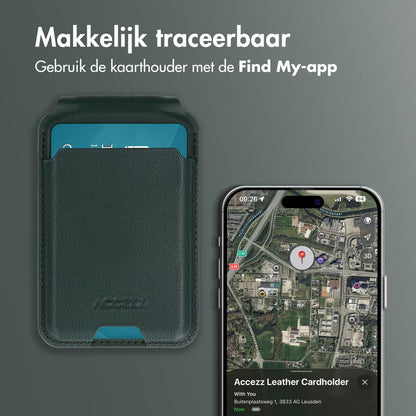 Accezz Magnetische Leren Wallet met standaard - Geschikt voor Apple Find My - Cedar Green