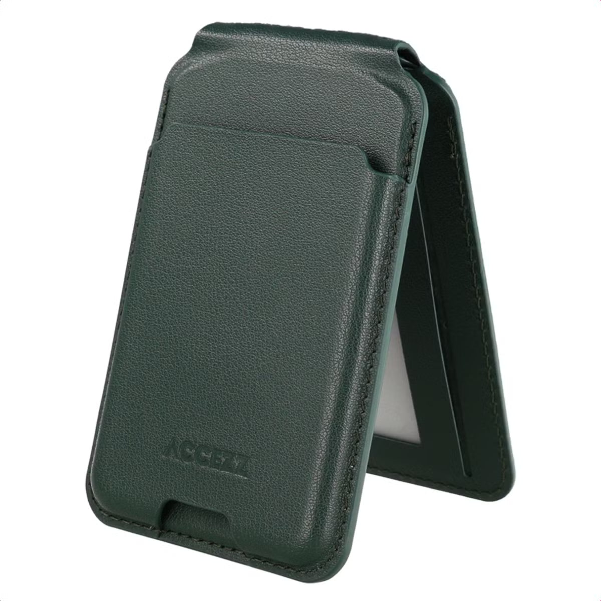 Accezz Magnetische Leren Wallet met standaard - Geschikt voor Apple Find My - Cedar Green