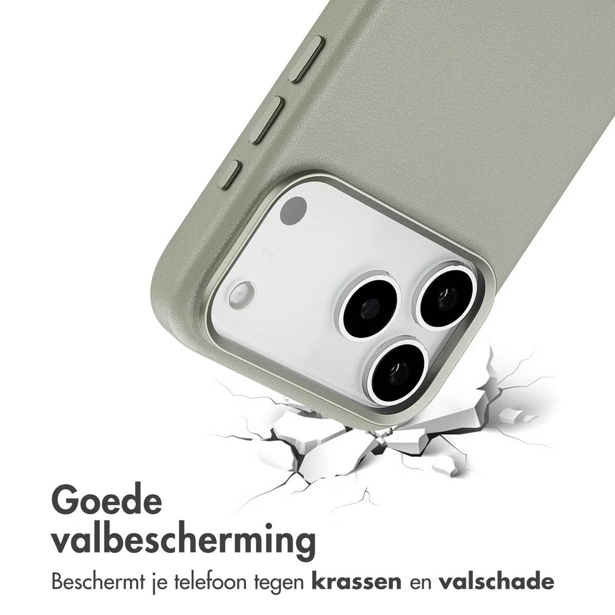 Accezz MagSafe Leather Backcover voor de Apple iPhone 17 Pro Max - Lichtgrijs