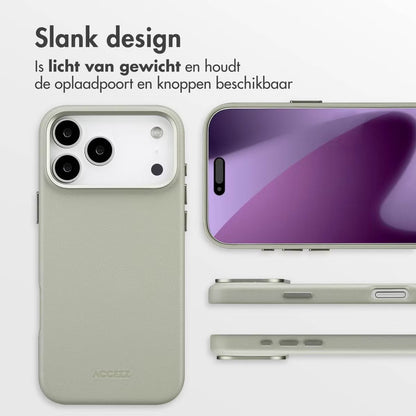 Accezz MagSafe Leather Backcover voor de Apple iPhone 17 Pro Max - Lichtgrijs