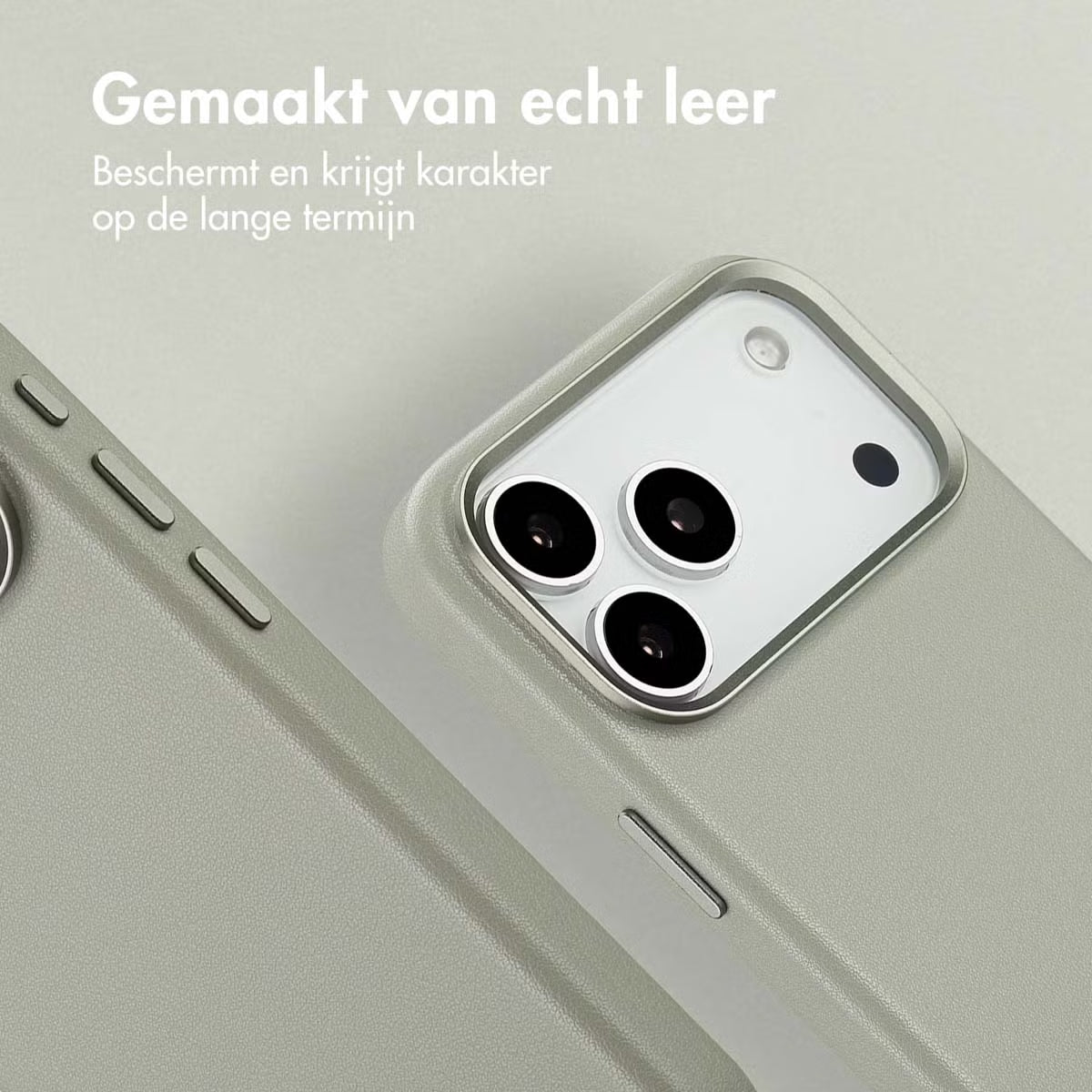 Accezz MagSafe Leather Backcover voor de Apple iPhone 17 Pro Max - Lichtgrijs
