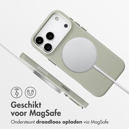Accezz MagSafe Leather Backcover voor de Apple iPhone 17 Pro Max - Lichtgrijs