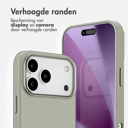 Accezz MagSafe Leather Backcover voor de Apple iPhone 17 Pro Max - Lichtgrijs