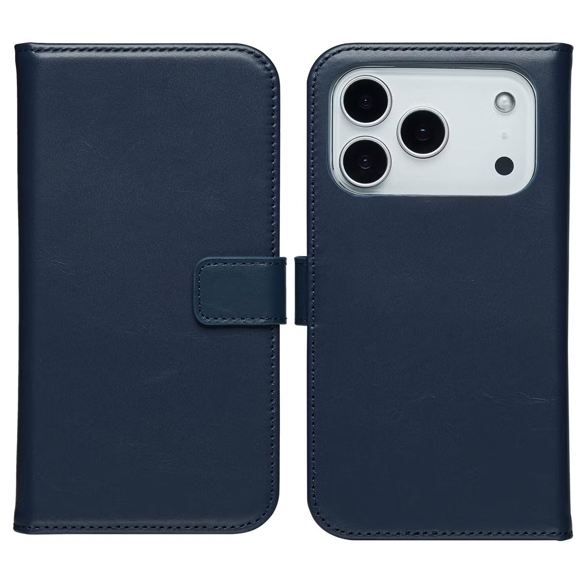 Selencia Echt Leren Bookcase voor de Apple iPhone 17 Pro Max - Blauw