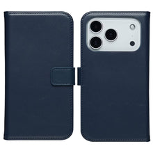 Selencia Echt Leren Bookcase voor de Apple iPhone 17 Pro Max - Blauw