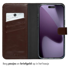 Selencia Echt Leren Bookcase voor de Apple iPhone 17 Pro Max - Bruin