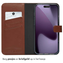 Selencia Echt Leren Bookcase voor de Apple iPhone 17 Pro Max - Lichtbruin