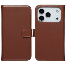 Selencia Echt Leren Bookcase voor de Apple iPhone 17 Pro Max - Lichtbruin