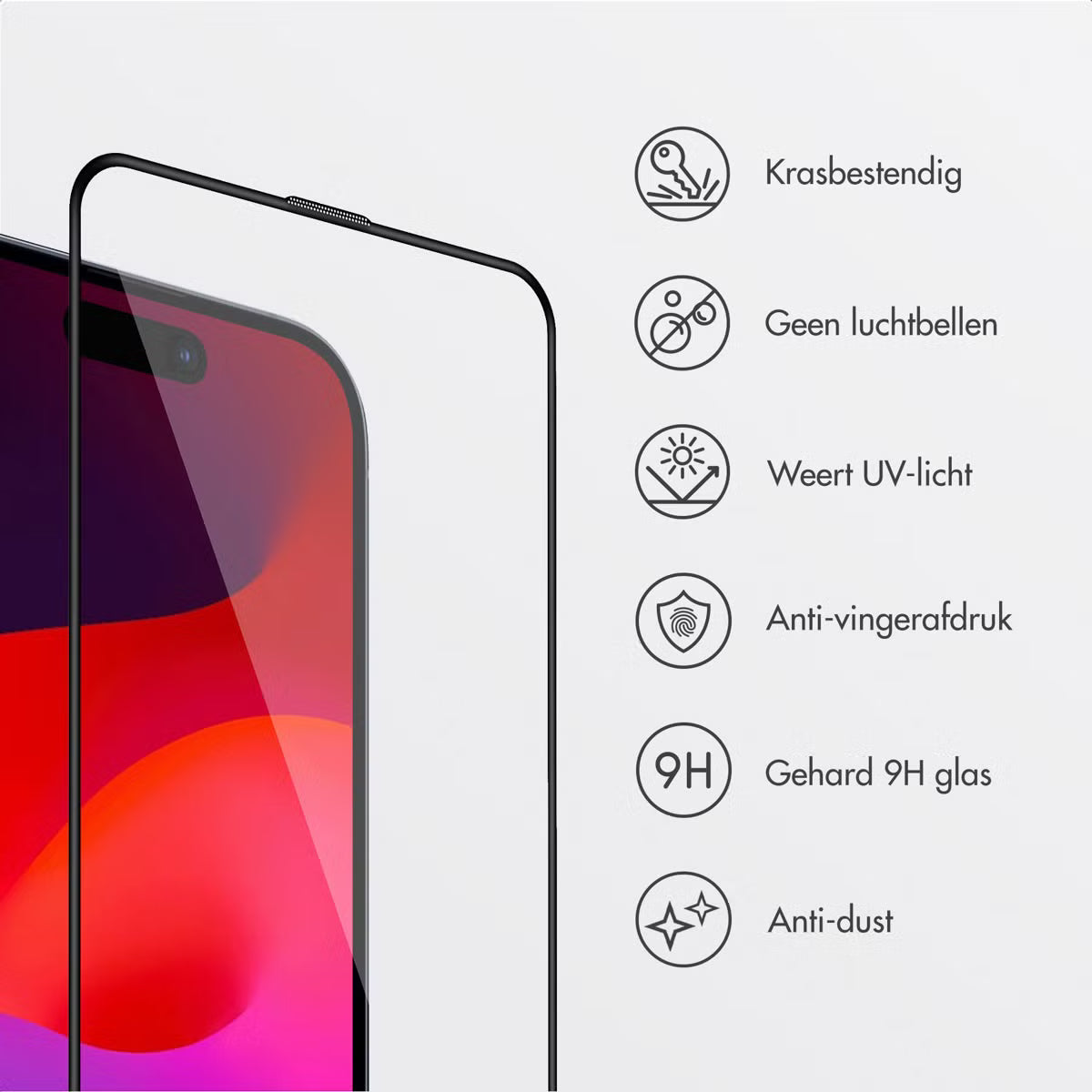 Accezz Gehard Glas Screenprotector + Applicator voor de Apple iPhone 17 Pro