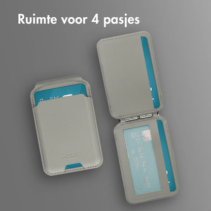 Accezz Magnetische Leren Wallet met standaard - Geschikt voor Apple Find My - Light Grey