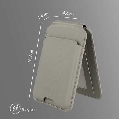Accezz Magnetische Leren Wallet met standaard - Geschikt voor Apple Find My - Light Grey