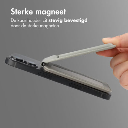 Accezz Magnetische Leren Wallet met standaard - Geschikt voor Apple Find My - Light Grey