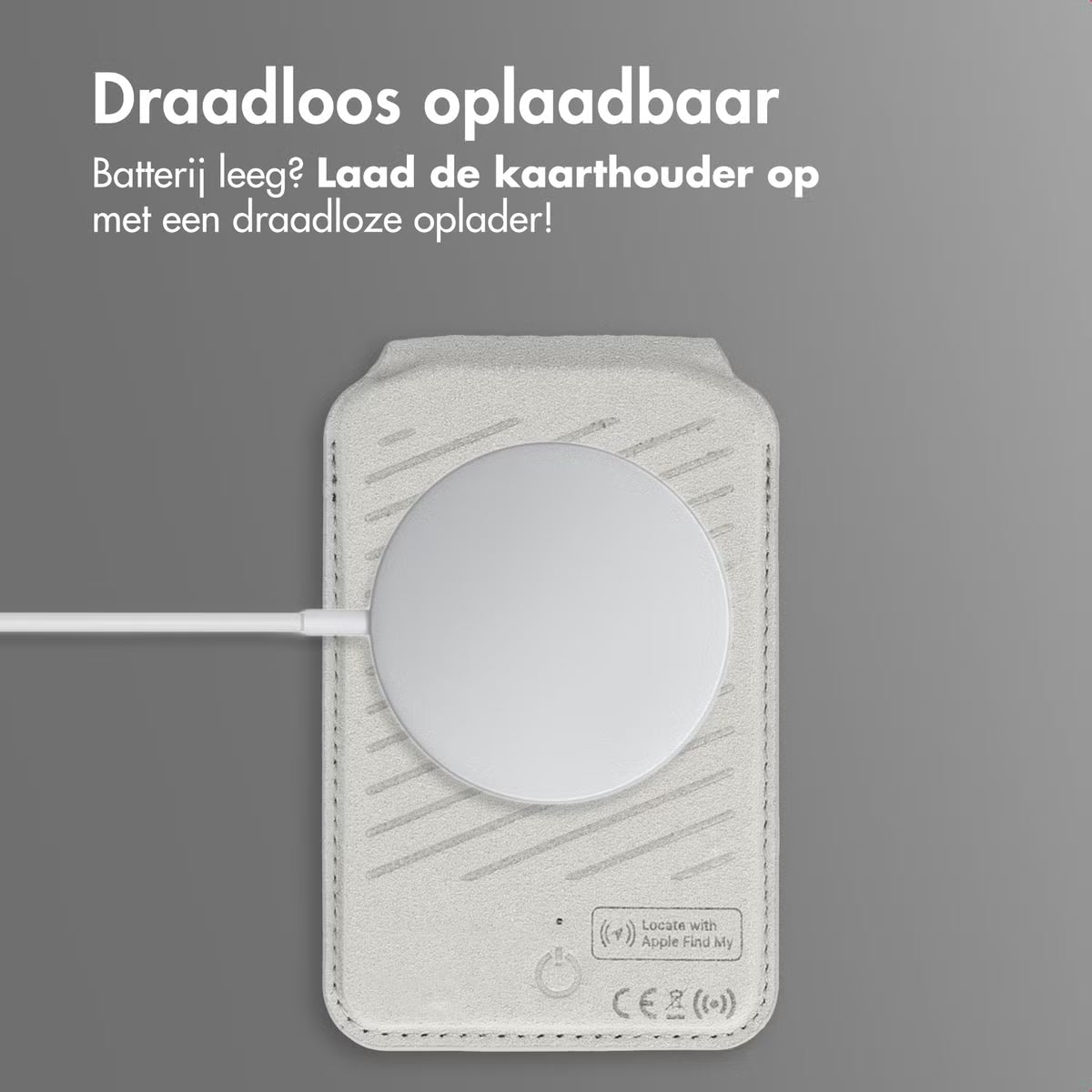 Accezz Magnetische Leren Wallet met standaard - Geschikt voor Apple Find My - Light Grey