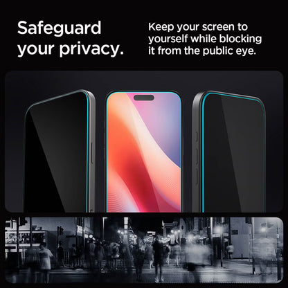 Spigen GLAStR Privacy EZ Fit Screenprotector + Applicator voor de Apple iPhone 16 Pro Max / 17 Pro Max