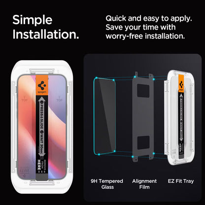 Spigen GLAStR Privacy EZ Fit Screenprotector + Applicator voor de Apple iPhone 16 Pro Max / 17 Pro Max