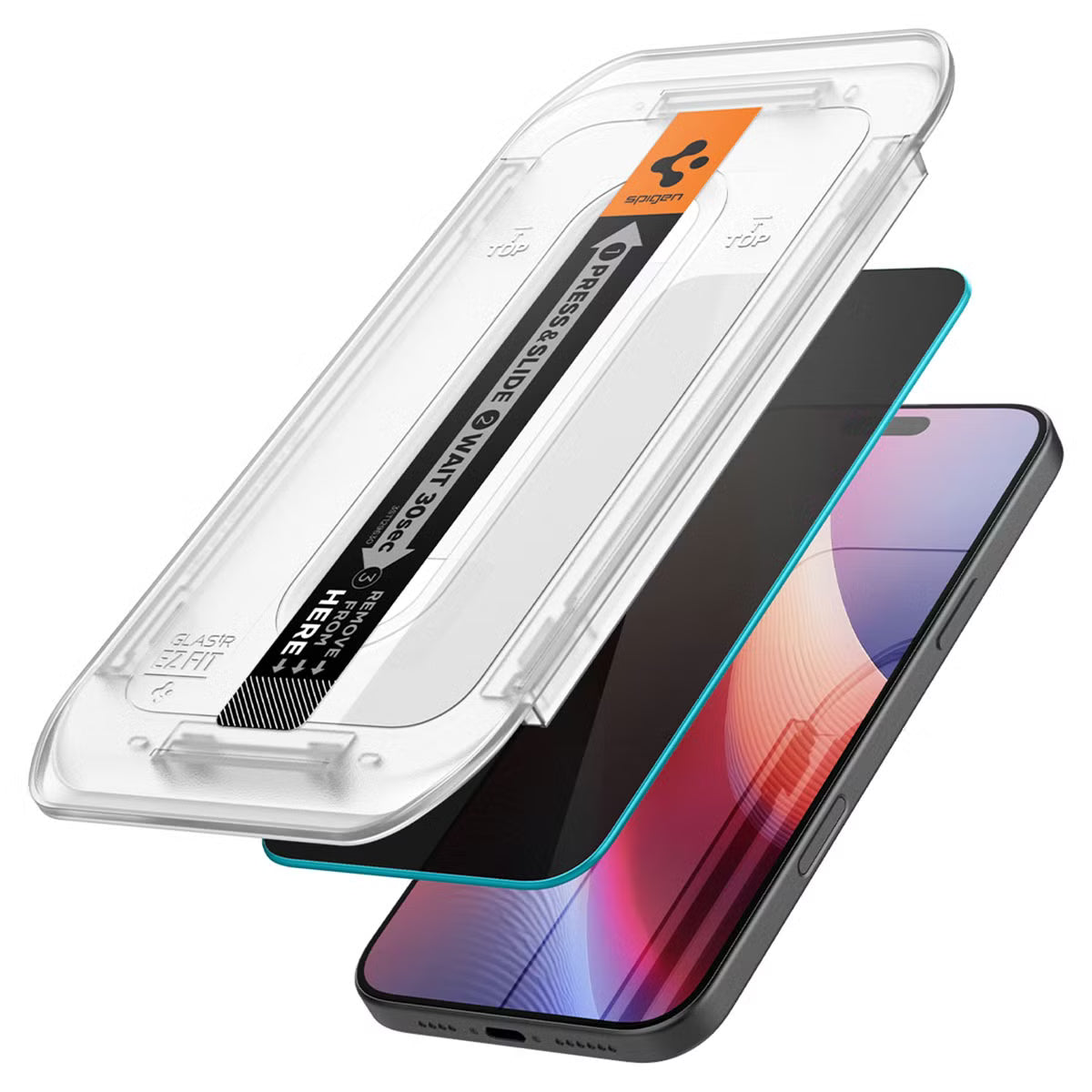 Spigen GLAStR Privacy EZ Fit Screenprotector + Applicator voor de Apple iPhone 16 Pro Max / 17 Pro Max