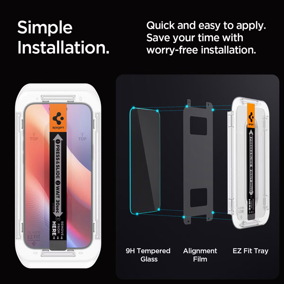 Spigen GLAStR Privacy EZ Fit Screenprotector + Applicator Apple iPhone 17 / 17 Pro / 16 Pro