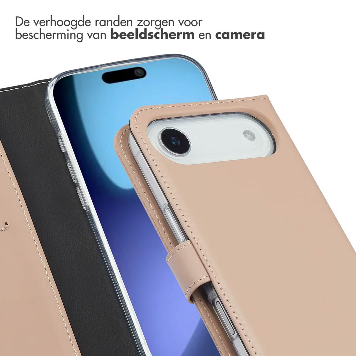Selencia Echt Leren Bookcase voor de Apple iPhone Air - Dusty Pink