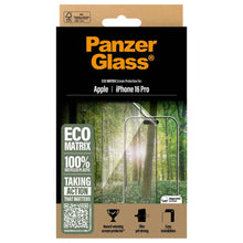 PanzerGlass Matrix Recycled Ultra-Wide Fit Anti-Bacterial Screenprotector incl. applicator voor de Apple iPhone 16 Pro