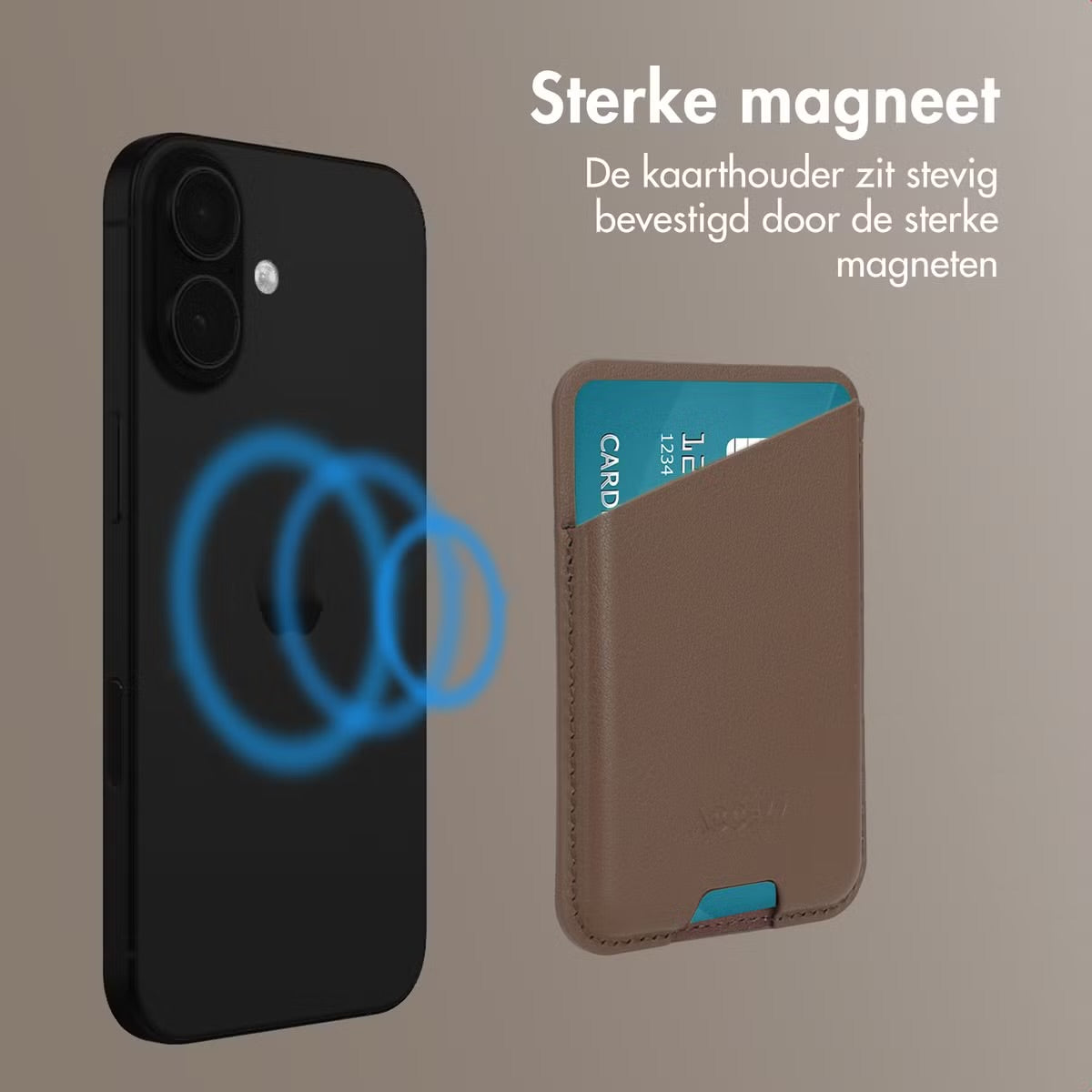 Accezz Magnetische Leren Kaarthouder - Geschikt voor Apple Find My - Coffee Brown