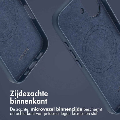 Accezz MagSafe Leather Backcover voor de Apple iPhone 16 - Nightfall Blue