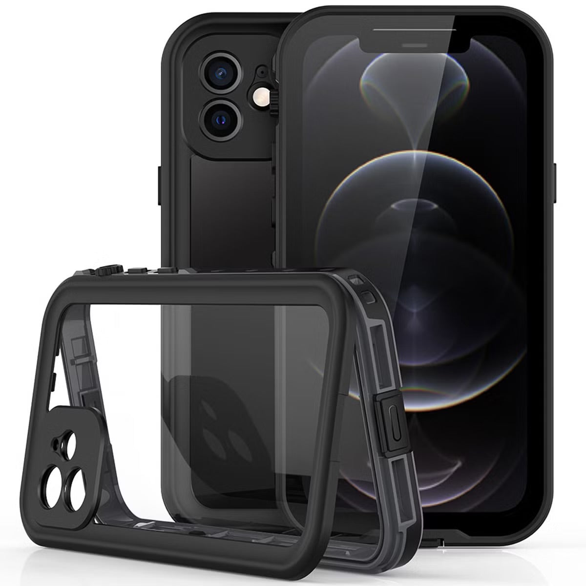 Redpepper Dot Plus Waterproof Backcover voor de Apple iPhone 12 - Zwart