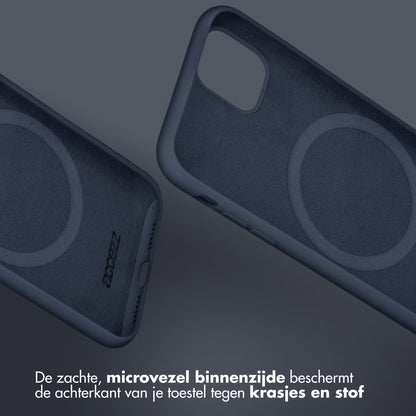 Accezz Liquid Silicone Backcover met MagSafe voor de Apple iPhone 16 - Donkerblauw