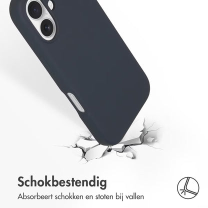 Accezz Liquid Silicone Backcover met MagSafe voor de Apple iPhone 16 - Donkerblauw
