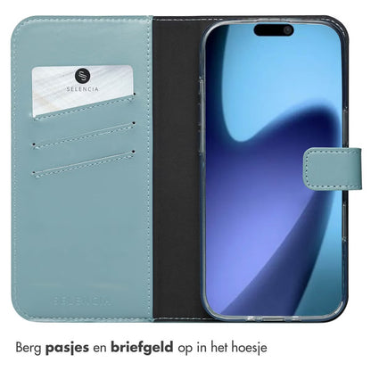 Selencia Echt Leren Bookcase voor de Apple iPhone Air - Air Blue