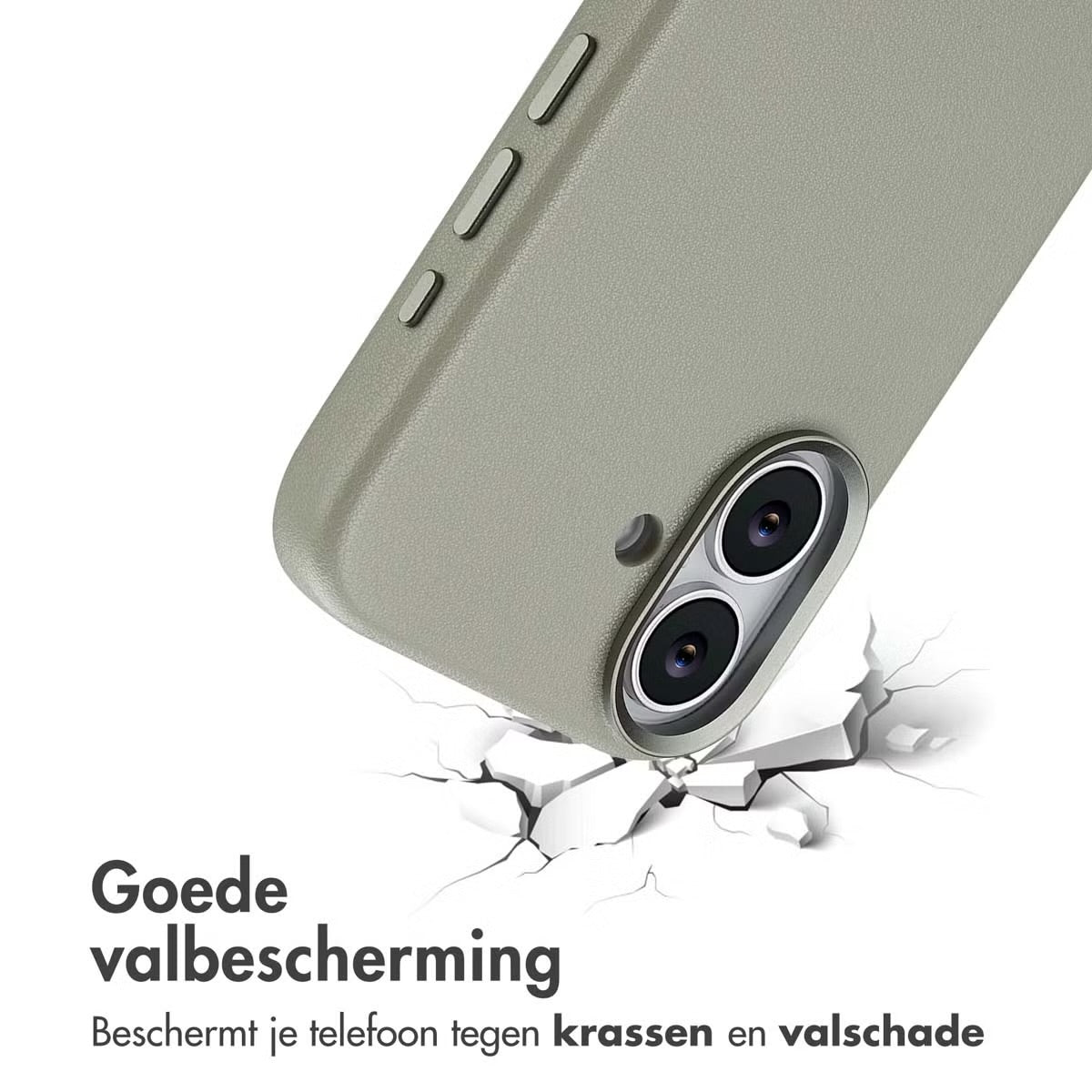 Accezz MagSafe Leather Backcover voor de Apple iPhone 17 - Lichtgrijs