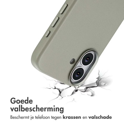 Accezz MagSafe Leather Backcover voor de Apple iPhone 17 - Lichtgrijs