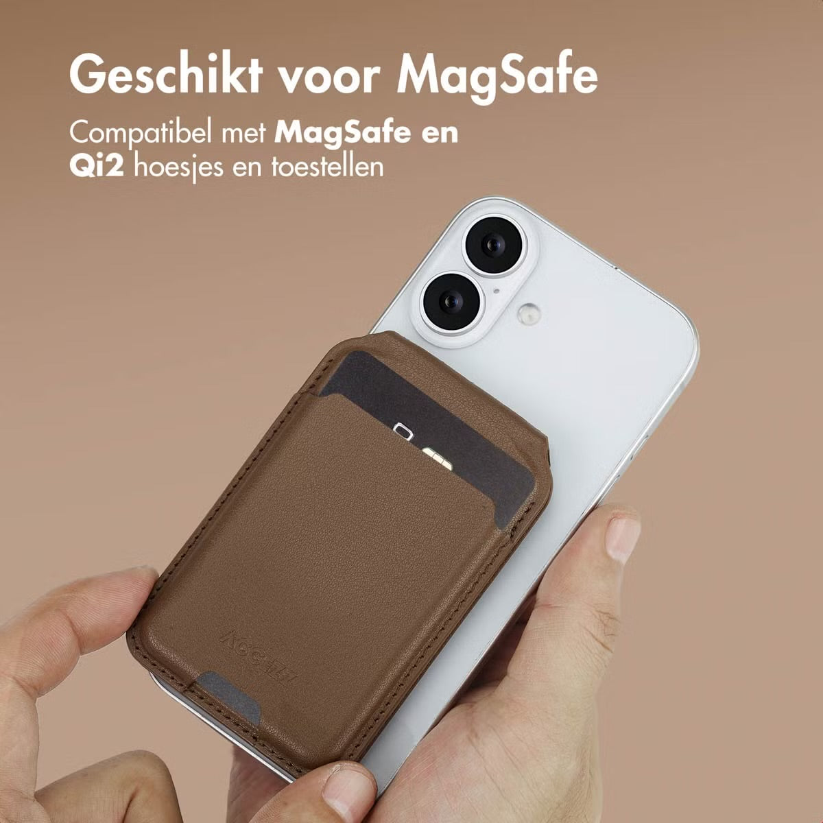 Accezz Leren Wallet met standaard voor MagSafe - Coffee Brown