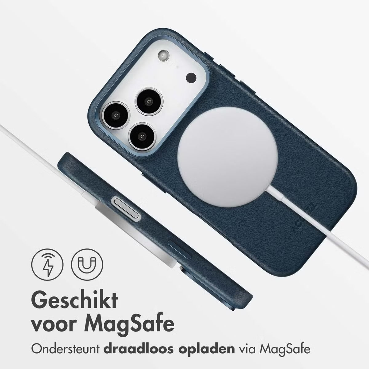 Accezz MagSafe Leather Backcover voor de Apple iPhone 17 Pro - Nightfall Blue